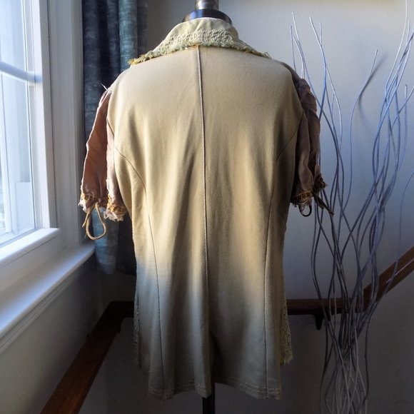 CESAR ARELLANES Multi Fabric Neutral Colored Tweed Jacket Women's Size Medium - Picture 6 of 7